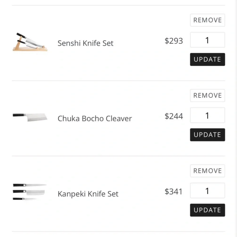 Kamikoto Knife set whole set w/certificates of authenticity